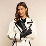 Julia (black) - goatskin leather gloves with luxury faux fur lining & touchscreen feature - Schwartz & von Halen - US - 5
