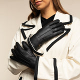 Julia (black) - goatskin leather gloves with luxury faux fur lining & touchscreen feature - Schwartz & von Halen - US - 8