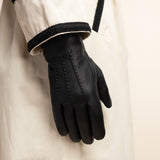 Julia (black) - goatskin leather gloves with luxury faux fur lining & touchscreen feature - Schwartz & von Halen - US - 6