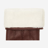 Julia (brown) - goatskin leather gloves with luxury faux fur lining & touchscreen feature - Schwartz & von Halen - US - 3