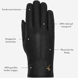Julia (black) - goatskin leather gloves with luxury faux fur lining & touchscreen feature - Schwartz & von Halen - US - 13