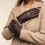 Kira (brown) - sheepskin leather gloves with wool/cashmere lining & touchscreen feature - Schwartz & von Halen - US - 5