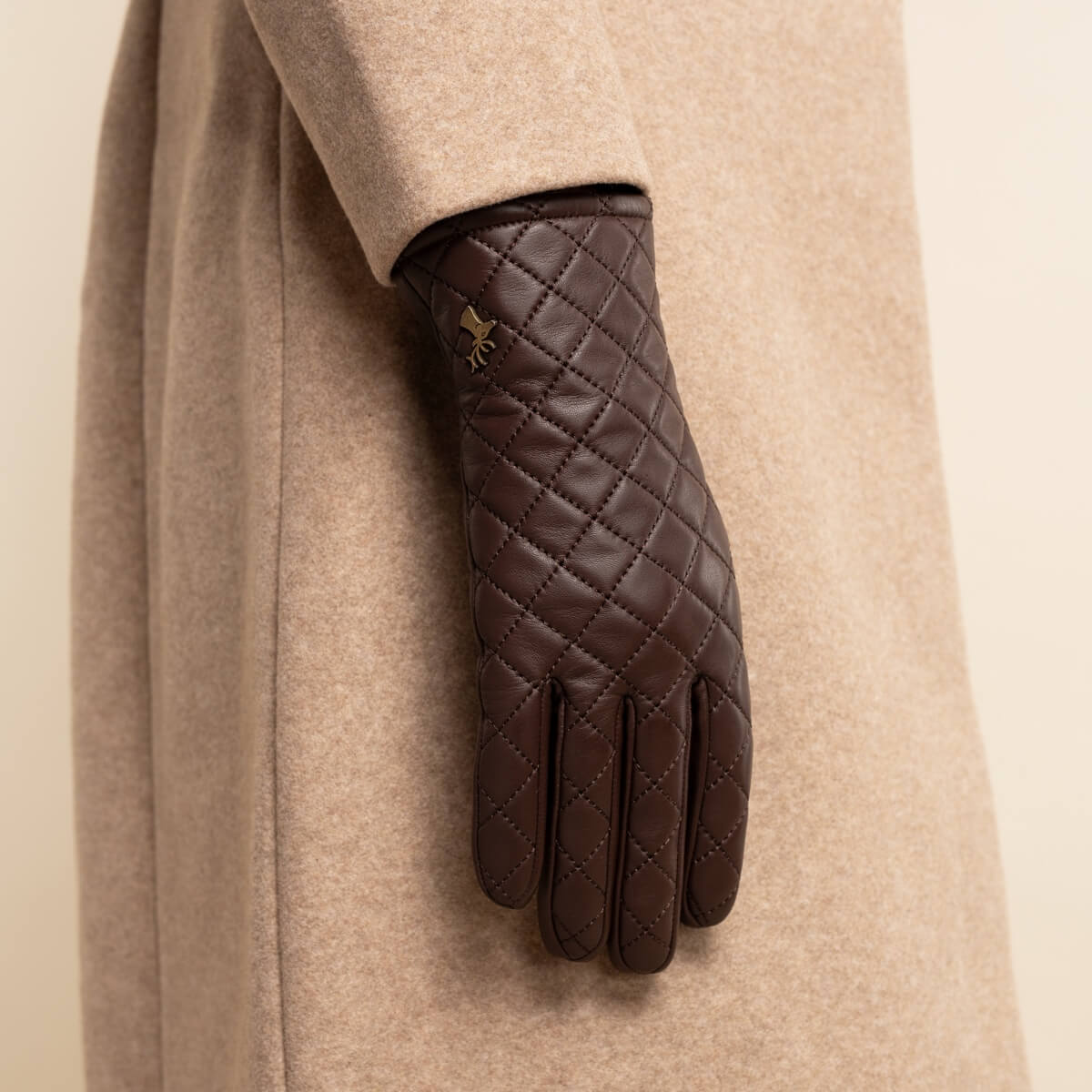 Kira (brown) - sheepskin leather gloves with wool/cashmere lining & touchscreen feature - Schwartz & von Halen - US - 8