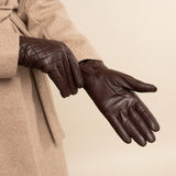 Kira (brown) - sheepskin leather gloves with wool/cashmere lining & touchscreen feature - Schwartz & von Halen - US - 11