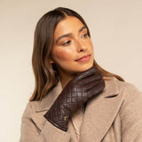 Kira (brown) - sheepskin leather gloves with wool/cashmere lining & touchscreen feature - Schwartz & von Halen - US - 13