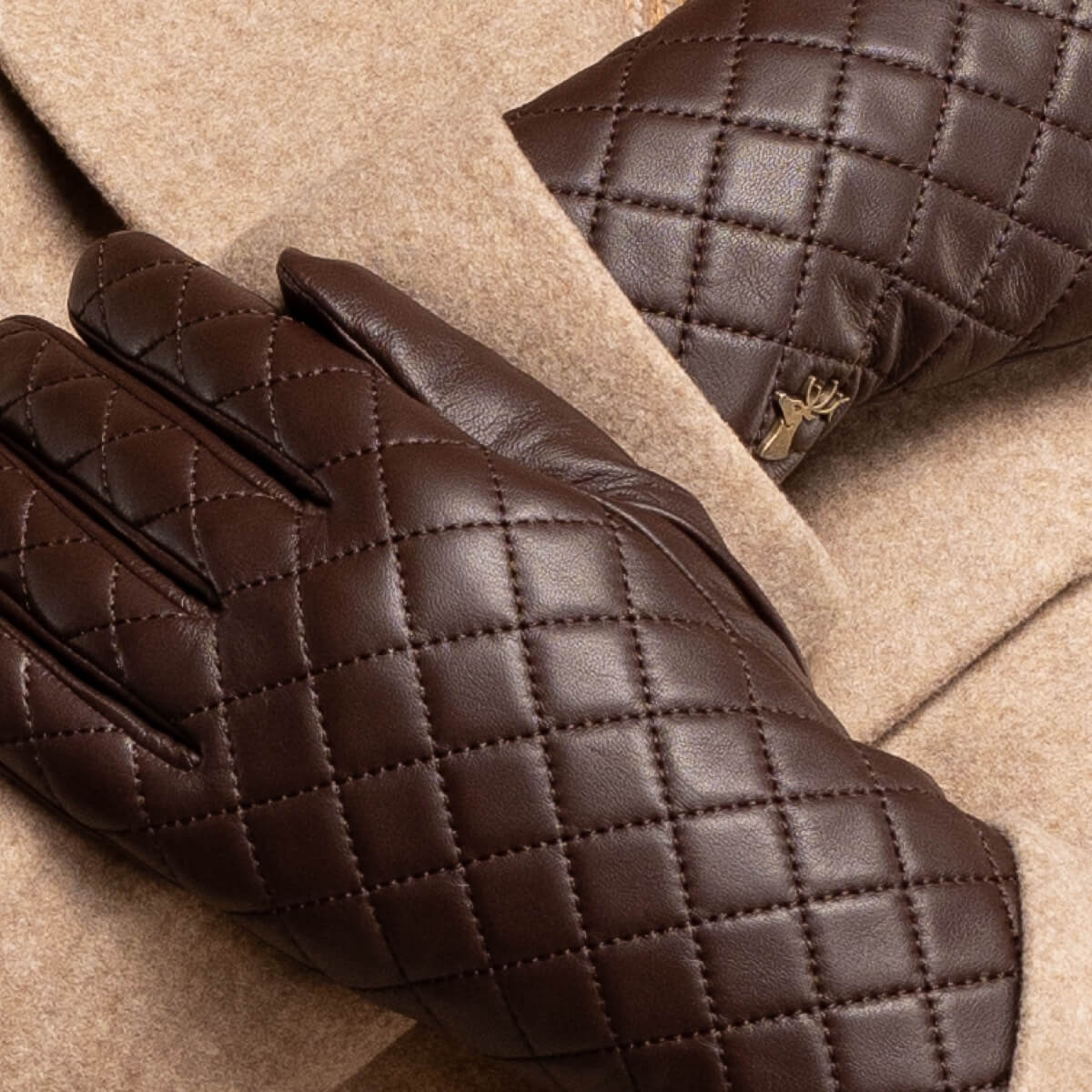 Kira (brown) - sheepskin leather gloves with wool/cashmere lining & touchscreen feature - Schwartz & von Halen - US - 14