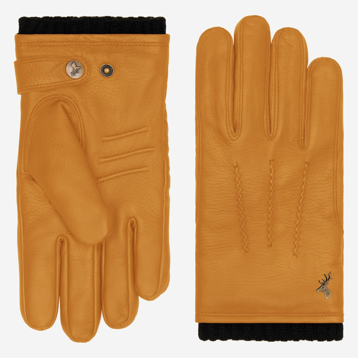 William (yellow) - goatskin leather gloves with warm fleece lining and press-stud - Schwartz & von Halen - US - 2
