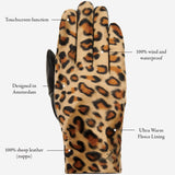 Leopard - sheepskin leather gloves with warm fleece lining & touchscreen feature - Schwartz & von Halen - US - 14