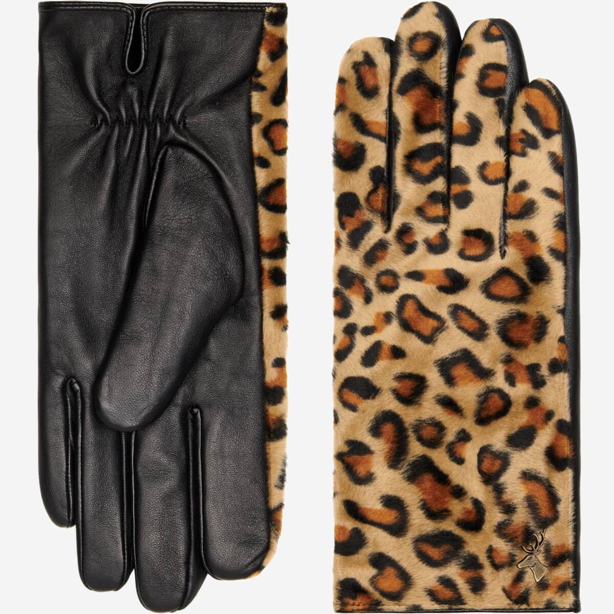 Luxus-Lederhandschuhe – Leopardenmuster – Fleecefutter