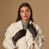 Lily (dark brown) - sheepskin leather gloves with warm fleece lining & touchscreen feature - Schwartz & von Halen - US - 9