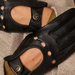 Marley (black) – luxurious driving gloves made of American deerskin leather - Schwartz & von Halen - EU - 8