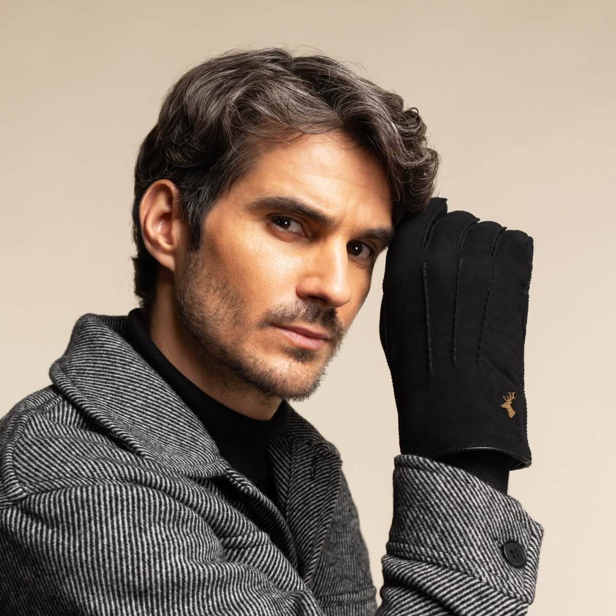 Matthew (black) - suede goatskin leather gloves with luxurious sheep fur lining - Schwartz & von Halen - US - 7