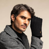 Matthew (black) - suede goatskin leather gloves with luxurious sheep fur lining - Schwartz & von Halen - US - 7
