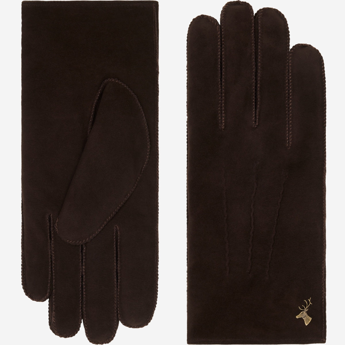 Matthew (brown) - suede goatskin leather gloves with luxurious sheep fur lining - Schwartz & von Halen - US - 2