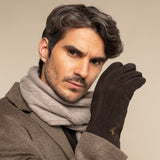 Matthew (brown) - suede goatskin leather gloves with luxurious sheep fur lining - Schwartz & von Halen - US - 8