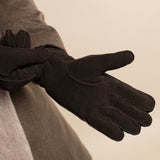 Matthew (brown) - suede goatskin leather gloves with luxurious sheep fur lining - Schwartz & von Halen - US - 9