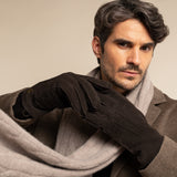 Matthew (brown) - suede goatskin leather gloves with luxurious sheep fur lining - Schwartz & von Halen - US - 12