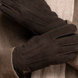 Matthew (brown) - suede goatskin leather gloves with luxurious sheep fur lining - Schwartz & von Halen - US - 11