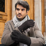 Matthew (brown) - suede goatskin leather gloves with luxurious sheep fur lining - Schwartz & von Halen - US - 10