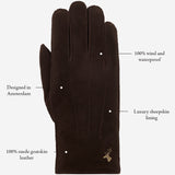 Matthew (brown) - suede goatskin leather gloves with luxurious sheep fur lining - Schwartz & von Halen - US - 13