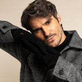 Rex (black) - suede goatskin leather gloves with luxurious wool/cashmere lining - Schwartz & von Halen - US - 7