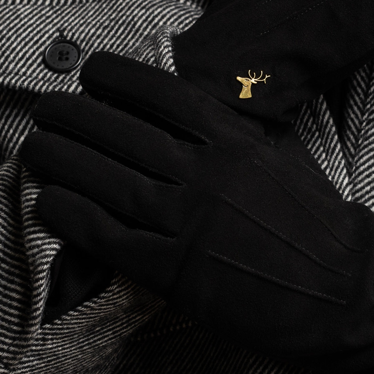 Rex (black) - suede goatskin leather gloves with luxurious wool/cashmere lining - Schwartz & von Halen - US - 10