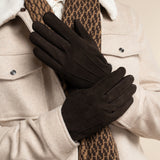 Rex (brown) - suede goatskin leather gloves with luxurious wool/cashmere lining - Schwartz & von Halen - US - 9
