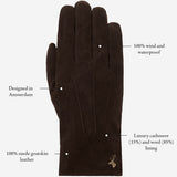 Rex (brown) - suede goatskin leather gloves with luxurious wool/cashmere lining - Schwartz & von Halen - US - 13