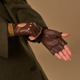 Robyn (brown) – luxurious fingerless driving gloves made of American deerskin leather - Schwartz & von Halen - EU - 5