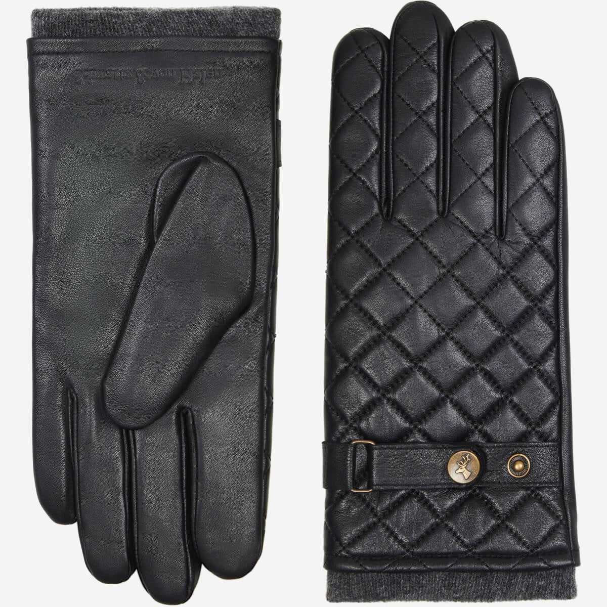 Smith (black) - sheepskin leather gloves with snaps & touchscreen feature - Schwartz & von Halen - US - 2