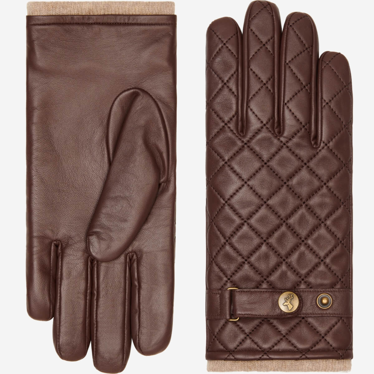 Smith (brown) - sheepskin leather gloves with snap closure & touchscreen feature - Schwartz & von Halen - US - 2