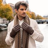 Smith (brown) - sheepskin leather gloves with snap closure & touchscreen feature - Schwartz & von Halen - US - 7