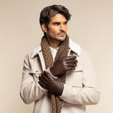 Smith (brown) - sheepskin leather gloves with snap closure & touchscreen feature - Schwartz & von Halen - US - 9