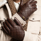 Smith (brown) - sheepskin leather gloves with snap closure & touchscreen feature - Schwartz & von Halen - US - 11
