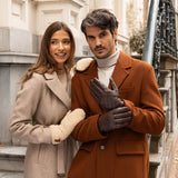 Smith (brown) - sheepskin leather gloves with snap closure & touchscreen feature - Schwartz & von Halen - US - 15