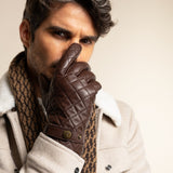 Smith (brown) - sheepskin leather gloves with snap closure & touchscreen feature - Schwartz & von Halen - US - 13
