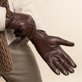Smith (brown) - sheepskin leather gloves with snap closure & touchscreen feature - Schwartz & von Halen - US - 14