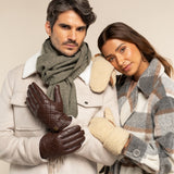 Smith (brown) - sheepskin leather gloves with snap closure & touchscreen feature - Schwartz & von Halen - US - 10