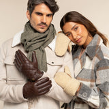 Sophia (beige) - suede teddy mittens with warm faux fur lining - Schwartz & von Halen - US - 14