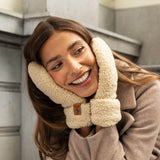 Sophia (beige) - suede teddy mittens with warm faux fur lining - Schwartz & von Halen - US - 5