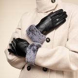 Vera – luxurious leather gloves with faux fur at the wrist and touchscreen feature - Schwartz & von Halen - US - 7