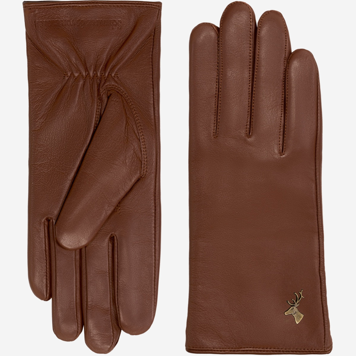 Ivy (brown) - sheepskin leather gloves with wool/cashmere lining & touchscreen feature - Schwartz & von Halen - US - 2