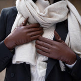 Ivy (brown) - sheepskin leather gloves with wool/cashmere lining & touchscreen feature - Schwartz & von Halen - US - 8