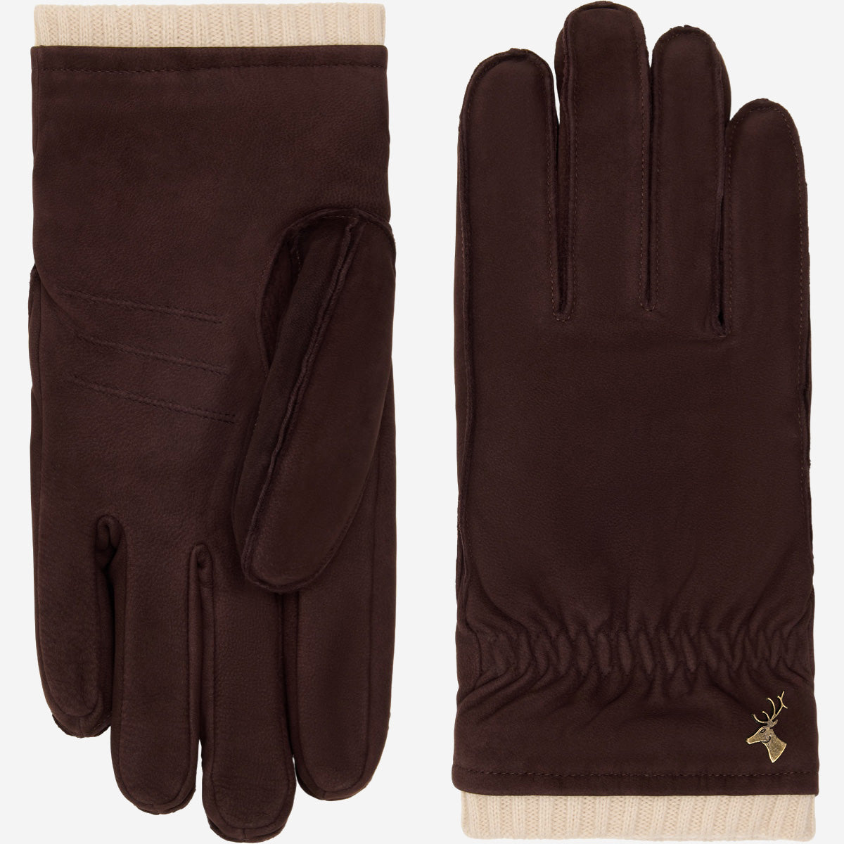 Herren-Lederhandschuhe – Nubuk – Dunkelbraun – Primaloft®-Futter – Schwartz & von Halen®