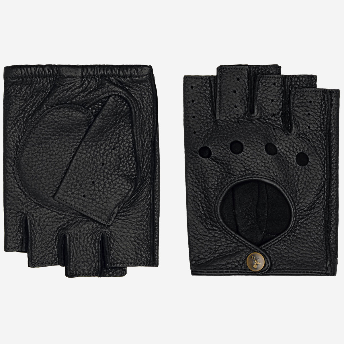 Zane (black) – luxurious fingerless driving gloves made of American deerskin leather - Schwartz & von Halen - EU - 2