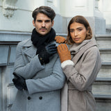 Smith (black) - sheepskin leather gloves with snaps & touchscreen feature - Schwartz & von Halen - US - 8