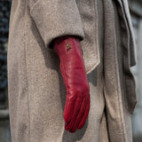 Ivy (red) – sheepskin leather gloves with wool/cashmere lining & touchscreen feature - Schwartz & von Halen - US - 7