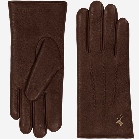 Alessandra (brown) - Goatskin leather gloves with lambswool lining & touchscreen feature