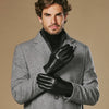 Alexander (black) - Men’s lambskin leather gloves with luxurious rabbit fur lining and touchscreen feature - Schwartz & von Halen - US - 2