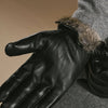 Alexander (black) - Men’s lambskin leather gloves with luxurious rabbit fur lining and touchscreen feature - Schwartz & von Halen - US - 3